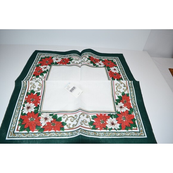 Vtg Made in Brazil SUNWEAVE Christmas Poinsettia Cotton Dinner Napkins 8 pc new - Picture 6 of 12